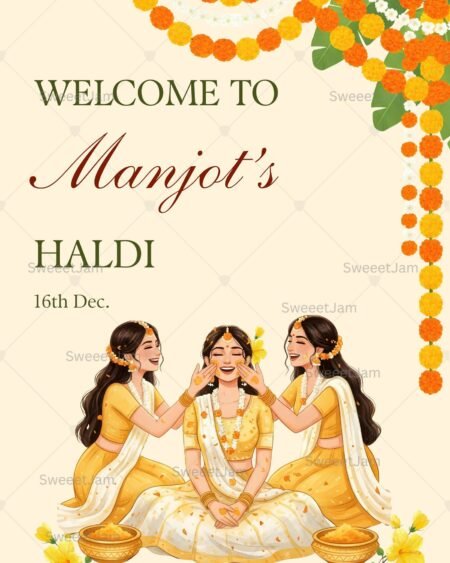 Editable Indian Haldi Ceremony Welcome Sign