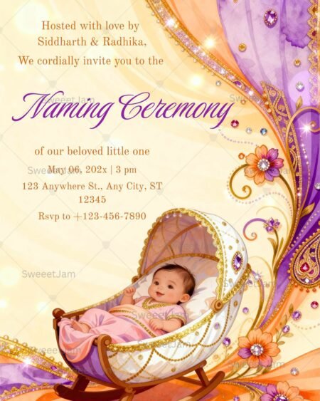 Royal Indian Baby Naming Ceremony Invitation