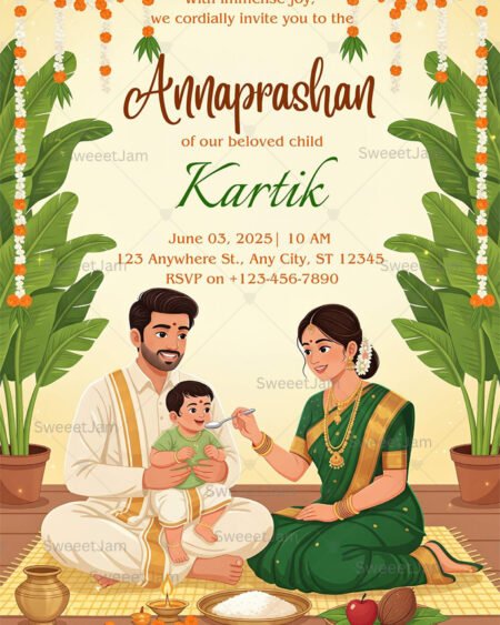Editable annaprashan invitation for baby first rice ceremony