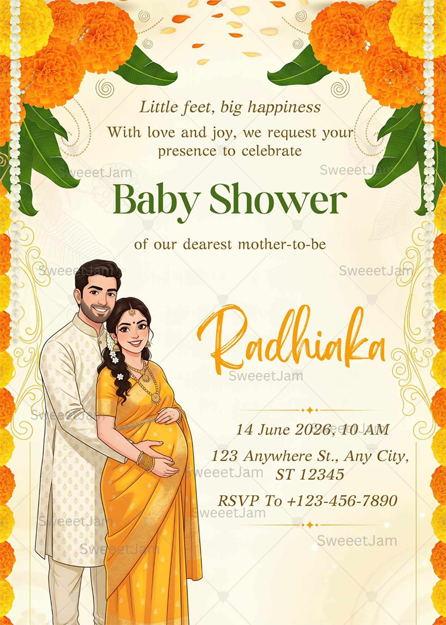 Editable Indian Seemantham Invitation