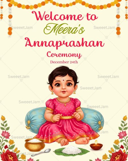 Editable annaprashan welcome sign for baby first rice ceremony