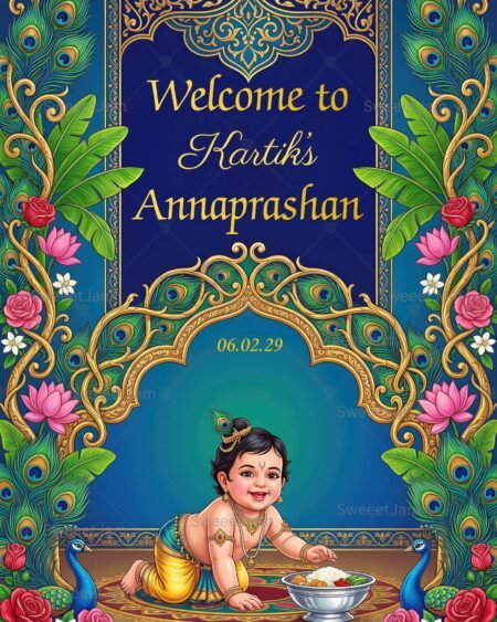 Editable annaprashan welcome sign for baby first rice ceremony