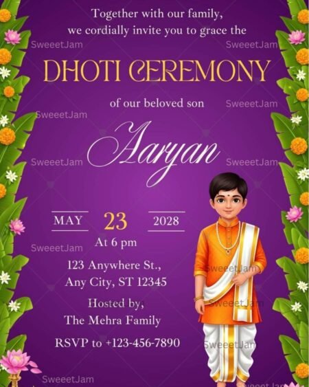 Traditional Dhoti Ceremony Invitation – South Indian Style