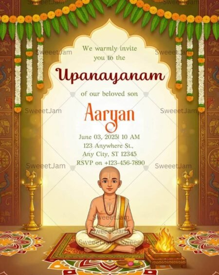 Upanayanam Ceremony Invitation |Editable Sacred Thread Ceremony Card