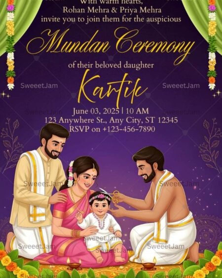 Mundan Ceremony Invitation, Chudakarana Sanskar