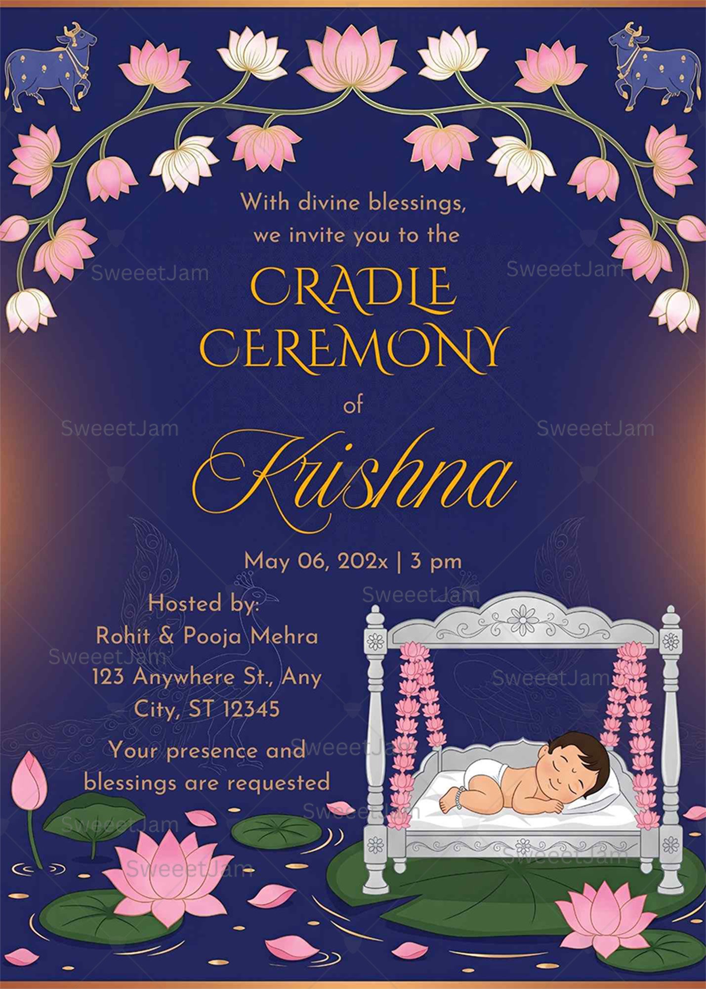 Editable Cradle Ceremony Invitation Canva Template
